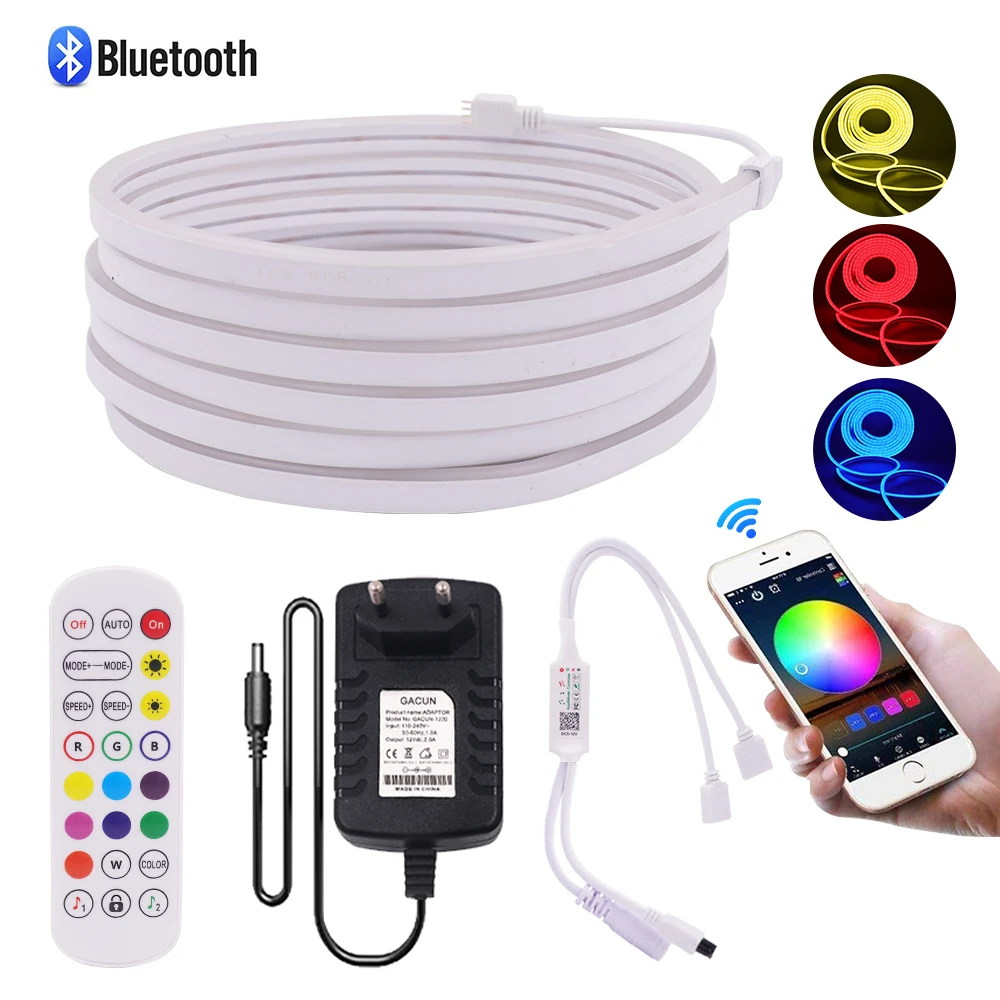12V RGB LED Strip light With Bluetooth APP Remote Control Flexible LED Tape Neon Sign Music Ribbon Waterproof Rope Light Remote
12V RGB LED Strip light With Bluetooth APP Remote Control Flexible LED Tape Neon Sign Music Ribbon Waterproof Rope Light Remote