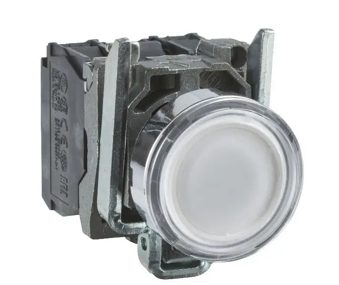 XB4BW31B5 = ZB4BW0B15 + ZB4BW313 Illuminated push button, metal, flush, white, Ø22, spring return, 24 V AC/DC, 1 NO + 1 NC
XB4BW31B5 = ZB4BW0B15 + ZB4BW313 Illuminated push button, metal, flush, white, Ø22, spring return, 24 V AC/DC, 1 NO + 1 NC