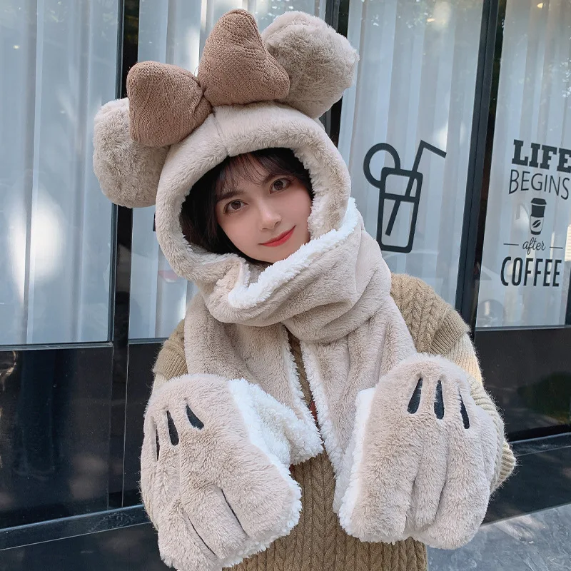 New Fashion Outdoor Plush Winter Warmth Thick Cute Ear Protection Hat Scarf Gloves All-in-one 3-piece Multi-function Hat
New Fashion Outdoor Plush Winter Warmth Thick Cute Ear Protection Hat Scarf Gloves All-in-one 3-piece Multi-function Hat