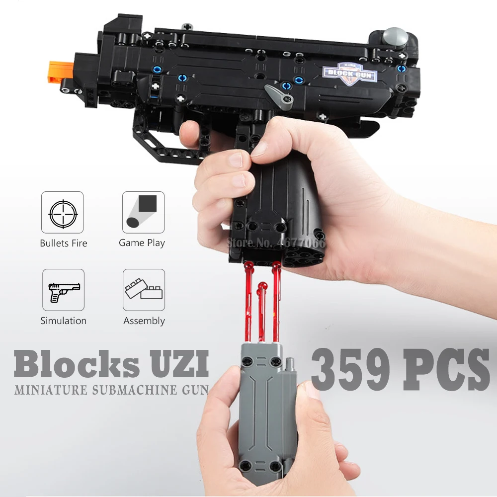 Toy gun building blocks UZI submachine gun Model military bricks weapon set kids outdoor toy for children boys
Toy gun building blocks UZI submachine gun Model military bricks weapon set kids outdoor toy for children boys