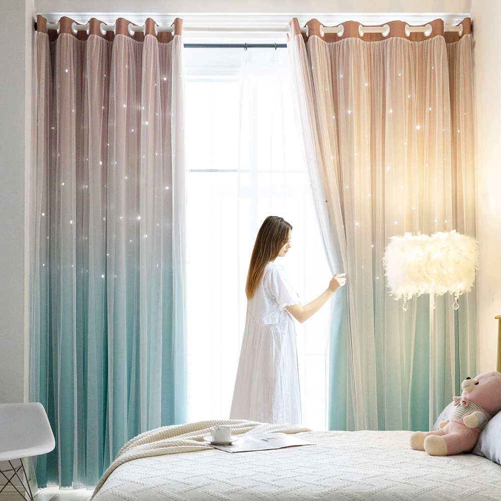 Blackout Curtains for Living Room Bedroom Double Layer Star Cut Out Stripe Rainbow Window Wall Home Decoration Curtain 1 Panel
Blackout Curtains for Living Room Bedroom Double Layer Star Cut Out Stripe Rainbow Window Wall Home Decoration Curtain 1 Panel