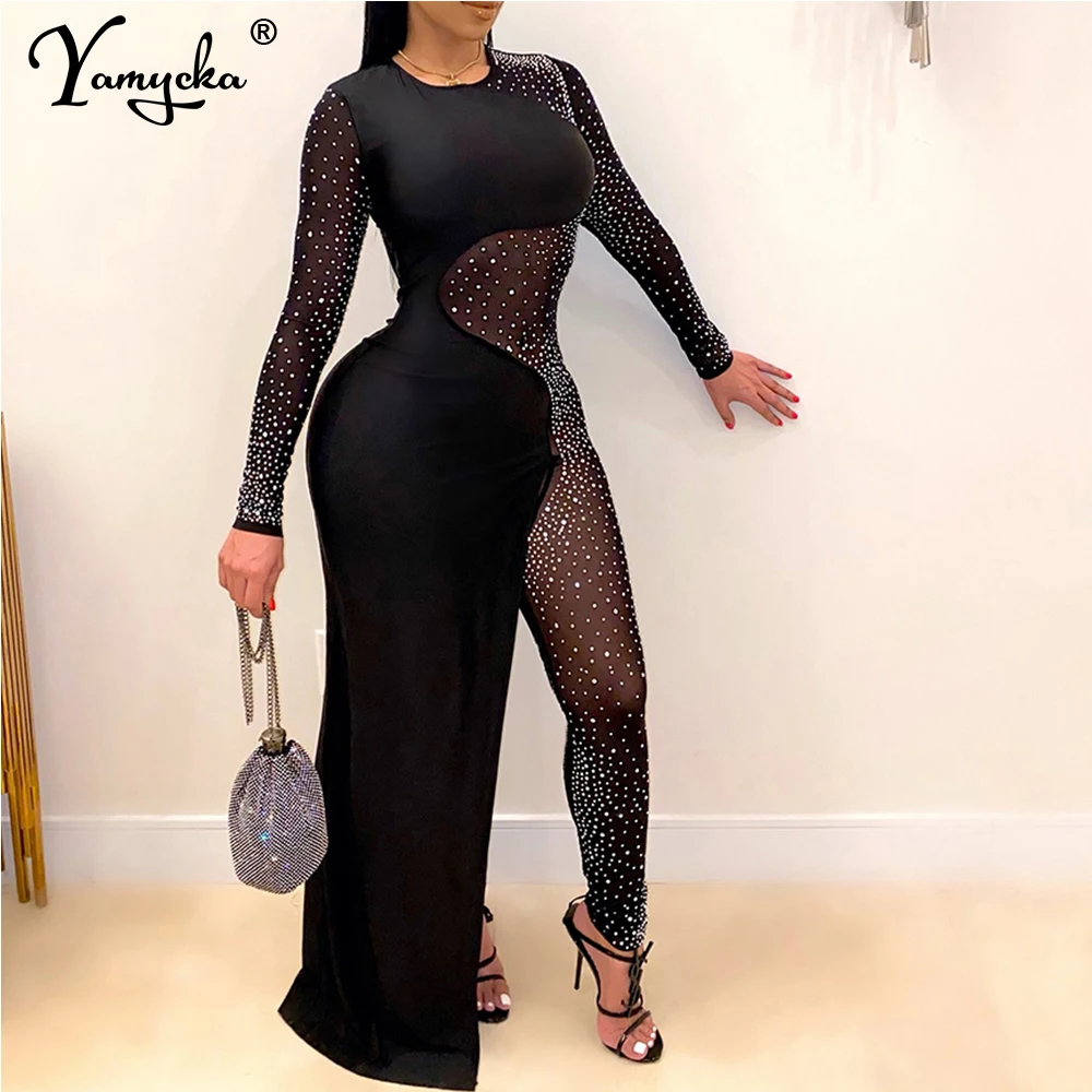 Sexy See Through black Sequin maxi summer dress women nightclub party dress long Sleeve evening dresses bodycon jumpsuit vestido
Sexy See Through black Sequin maxi summer dress women nightclub party dress long Sleeve evening dresses bodycon jumpsuit vestido