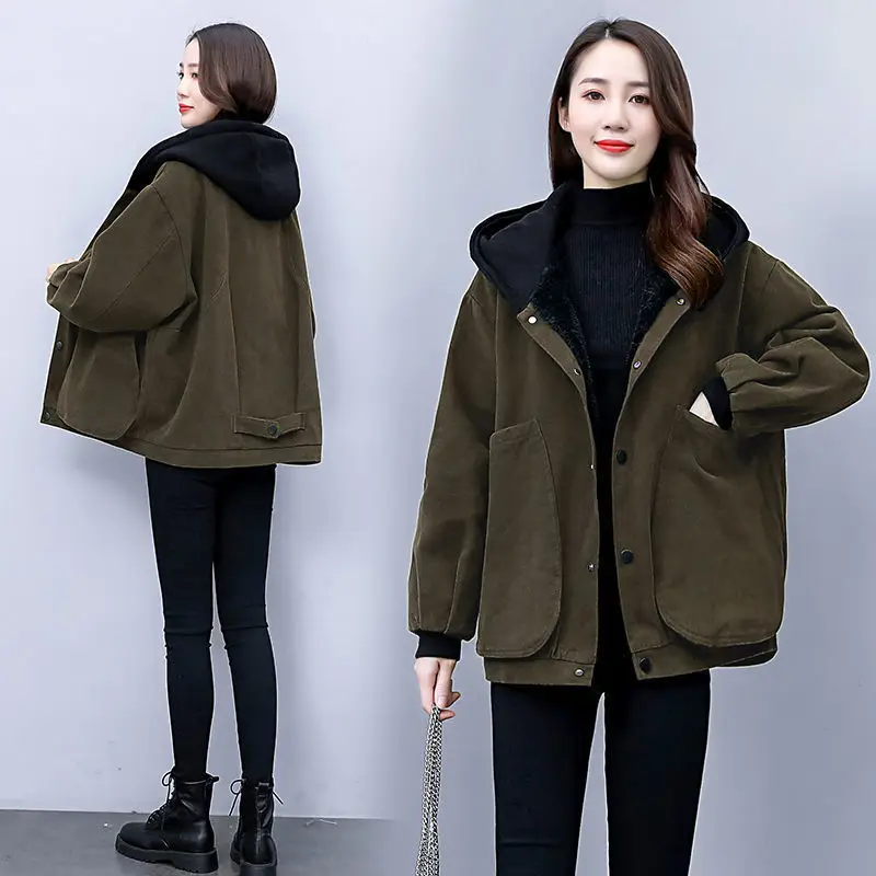 2022 New Spring Autumn Jacket Loose Casual Women's Coat Korean Style Hooded Pocket Lining Outerwear Tops Baseball Uniform
2022 New Spring Autumn Jacket Loose Casual Women's Coat Korean Style Hooded Pocket Lining Outerwear Tops Baseball Uniform