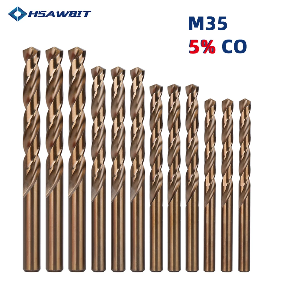 HSS M35 5%Cobalt Twist Drill Bits 1.0-13mm Straight Shank Hole Saw For Stainless Steel Aluminum Iron Wood Plactic Metal Drills
HSS M35 5%Cobalt Twist Drill Bits 1.0-13mm Straight Shank Hole Saw For Stainless Steel Aluminum Iron Wood Plactic Metal Drills