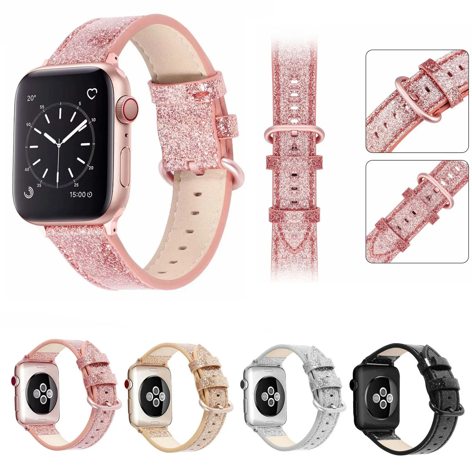 Ремешок из ПУ кожи с блестками для Apple Watch iWatch Series 1 2 3 4 5, классический браслет с металлической пряжкой для наручных часов 44 мм 42 мм 40 мм 38 мм
Ремешок из ПУ кожи с блестками для Apple Watch iWatch Series 1 2 3 4 5, классический браслет с металлической пряжкой для наручных часов 44 мм 42 мм 40 мм 38 мм
