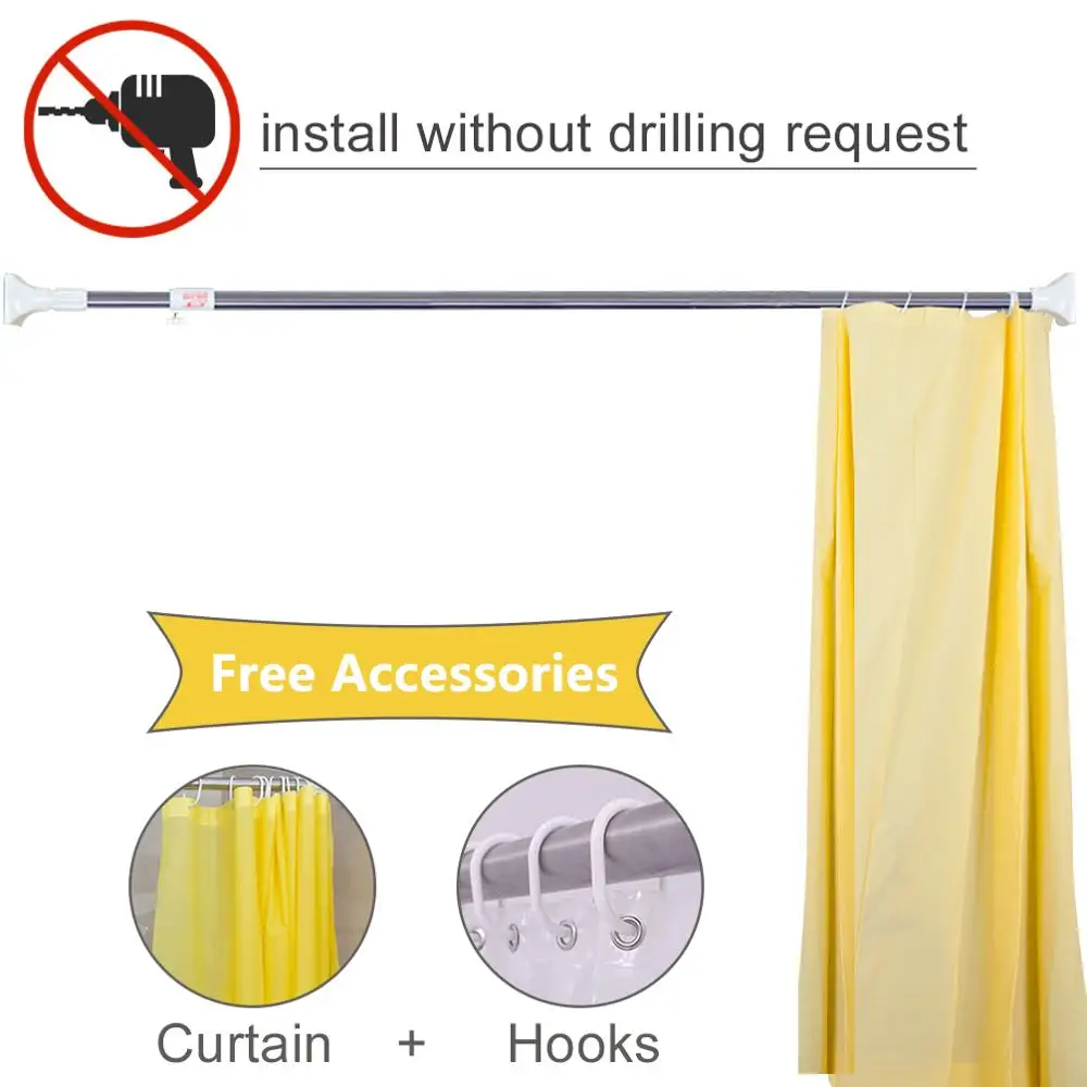 Length Adjustable 248-350cm Toilet Spring Curtain Rod Bath Shower Rail Telescopic Curtain Hanging Rail Bar Tension Pole DQ0350-1
Length Adjustable 248-350cm Toilet Spring Curtain Rod Bath Shower Rail Telescopic Curtain Hanging Rail Bar Tension Pole DQ0350-1