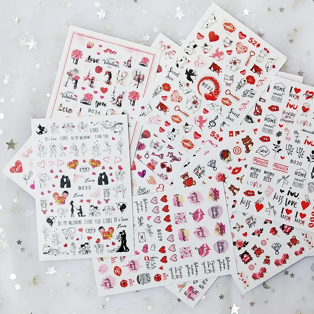 12Pcs Romantic Valentine Nail Art Sticker 3D Heart Lover Self-adhesive Decal Ornament Sweetheart DIY Manicure Slider Decorations
12Pcs Romantic Valentine Nail Art Sticker 3D Heart Lover Self-adhesive Decal Ornament Sweetheart DIY Manicure Slider Decorations
