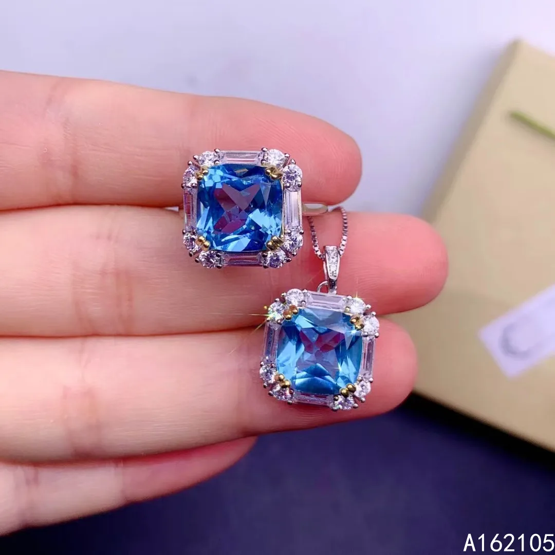 Fine Jewelry 925 Pure Silver Chinese Style Natural Swiss Blue Topaz Women's Luxury Popular Square Gem Pendant Ring Set Support
Fine Jewelry 925 Pure Silver Chinese Style Natural Swiss Blue Topaz Women's Luxury Popular Square Gem Pendant Ring Set Support