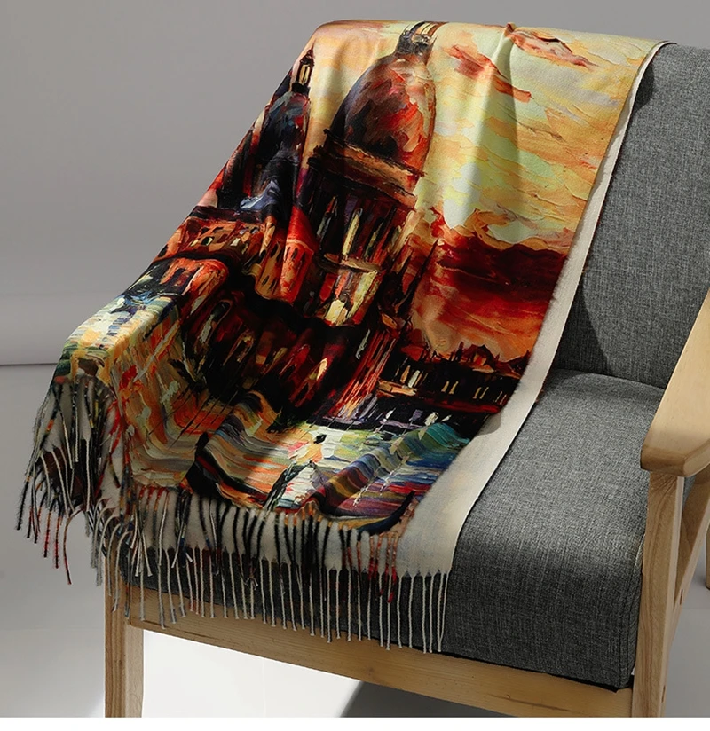 Модный брендовый шаль, роскошный шарф, шарфы, дизайнерские теплые кашемировые пашмины, двойные лица, женские шарфы с масляной живописью, накидки 
Модный брендовый шаль, роскошный шарф, шарфы, дизайнерские теплые кашемировые пашмины, двойные лица, женские шарфы с масляной живописью, накидки