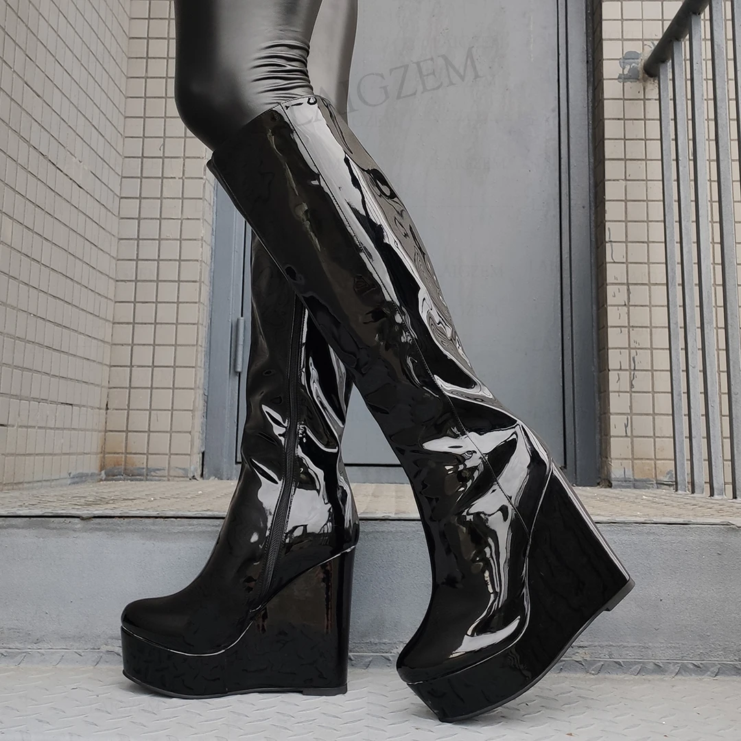 BERZIMER Women Knee High Heels Boots Shiny Full Zip Boots Platform Wedges Ladies Crossdress Black Shoes Woman Size 41 43 46 52
BERZIMER Women Knee High Heels Boots Shiny Full Zip Boots Platform Wedges Ladies Crossdress Black Shoes Woman Size 41 43 46 52
