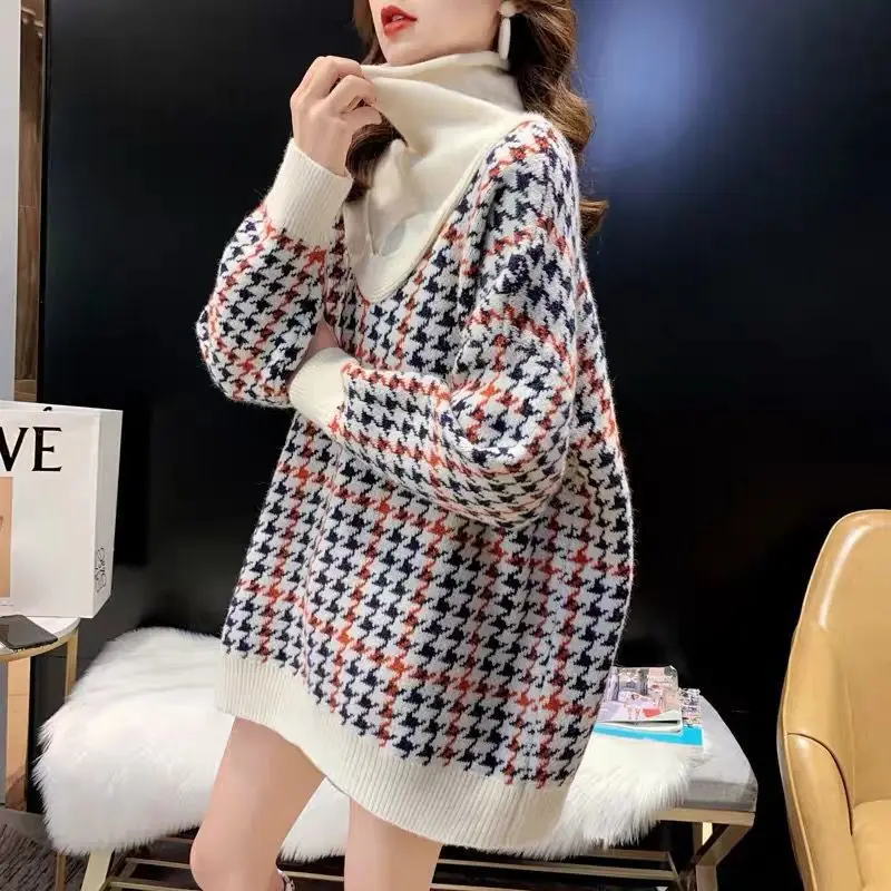 Two Fake Turtleneck Pullovers Sweater Autumn Winter Retro Design Thickened Knitting Pullover Top Bottomed Long Sleeves Sweater
Two Fake Turtleneck Pullovers Sweater Autumn Winter Retro Design Thickened Knitting Pullover Top Bottomed Long Sleeves Sweater