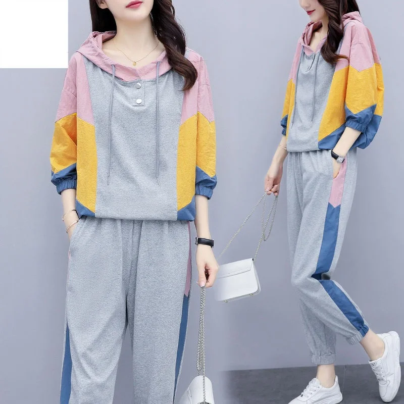Women Suit Sports Cotton 2023 New Summer Korean Leisure Sweater Sets Female Loose Fashion Two-Piece Suit StitchingW77
Women Suit Sports Cotton 2023 New Summer Korean Leisure Sweater Sets Female Loose Fashion Two-Piece Suit StitchingW77