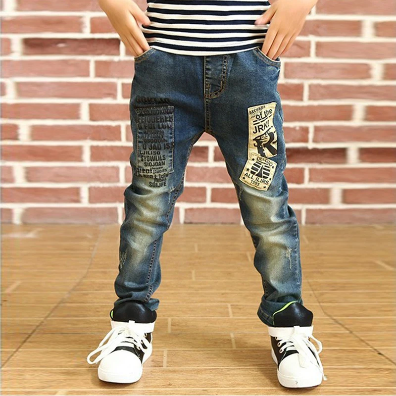 

IENENS 5-13Y Boys Slim Straight Jeans Children Denim Long Pants Spring Autumn Wear Kids Casual Trousers