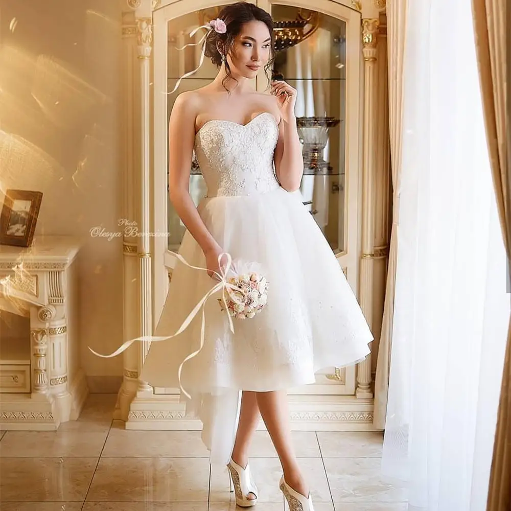 LSYX Short Wedding Dress Sweetheart Knee Length Sleeveless Women Bridal Gown a-line Backless Lace Appliques Robe De Mariee
LSYX Short Wedding Dress Sweetheart Knee Length Sleeveless Women Bridal Gown a-line Backless Lace Appliques Robe De Mariee