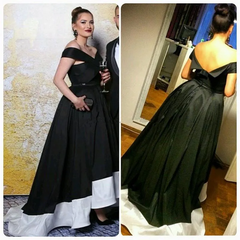 Black Plus Size White Black Celebrity Long Evening Dresses Off Shoulder Taffeta Backless Evening Gowns Ankle Length Prom Dresses
Black Plus Size White Black Celebrity Long Evening Dresses Off Shoulder Taffeta Backless Evening Gowns Ankle Length Prom Dresses