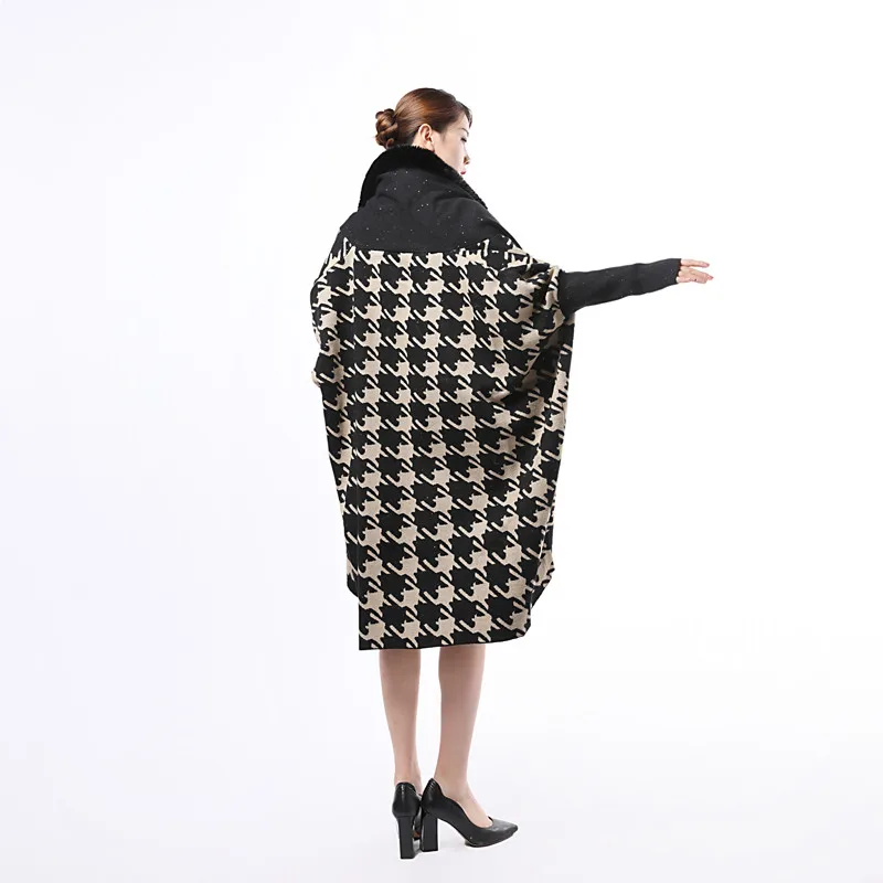 FOLOBE Autumn and Winter Knitted Cardigan Coat Shawl Women's Mid-length Sequined Houndstooth Shawl Cloak Cape Cloak
FOLOBE Autumn and Winter Knitted Cardigan Coat Shawl Women's Mid-length Sequined Houndstooth Shawl Cloak Cape Cloak