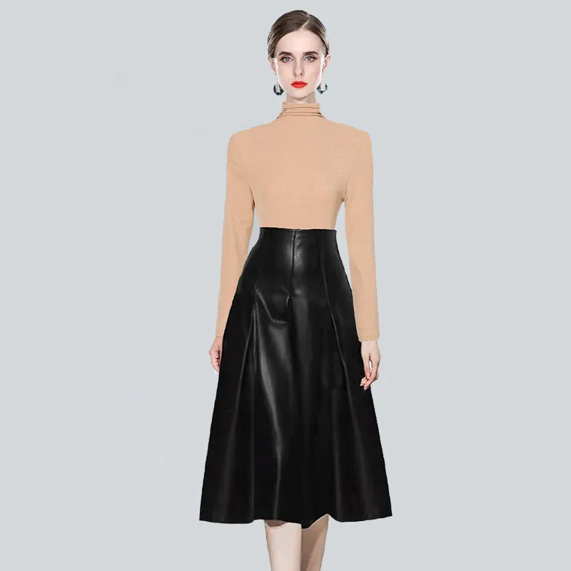 European and American Women's Clothing 2022 Spring Long Sleeve Slim Fit Sweater + High Waist PU Leather Skirt Two-piece Suit
European and American Women's Clothing 2022 Spring Long Sleeve Slim Fit Sweater + High Waist PU Leather Skirt Two-piece Suit
