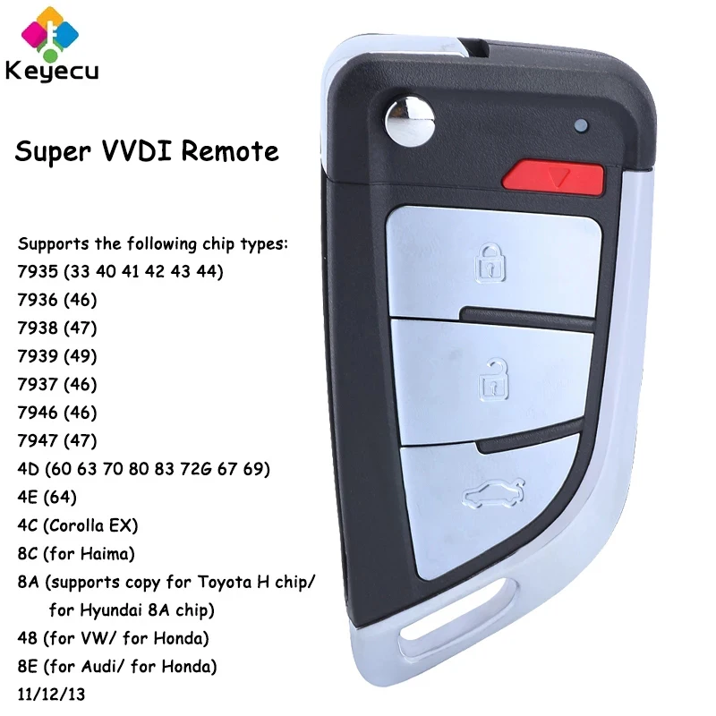 KEYECU XHORSE XEKF20EN Knife Flip Style 3 +1 4 Buttons Super Universal Remote Car Key With Super Chip for VVDI Remote Key Tool
KEYECU XHORSE XEKF20EN Knife Flip Style 3 +1 4 Buttons Super Universal Remote Car Key With Super Chip for VVDI Remote Key Tool