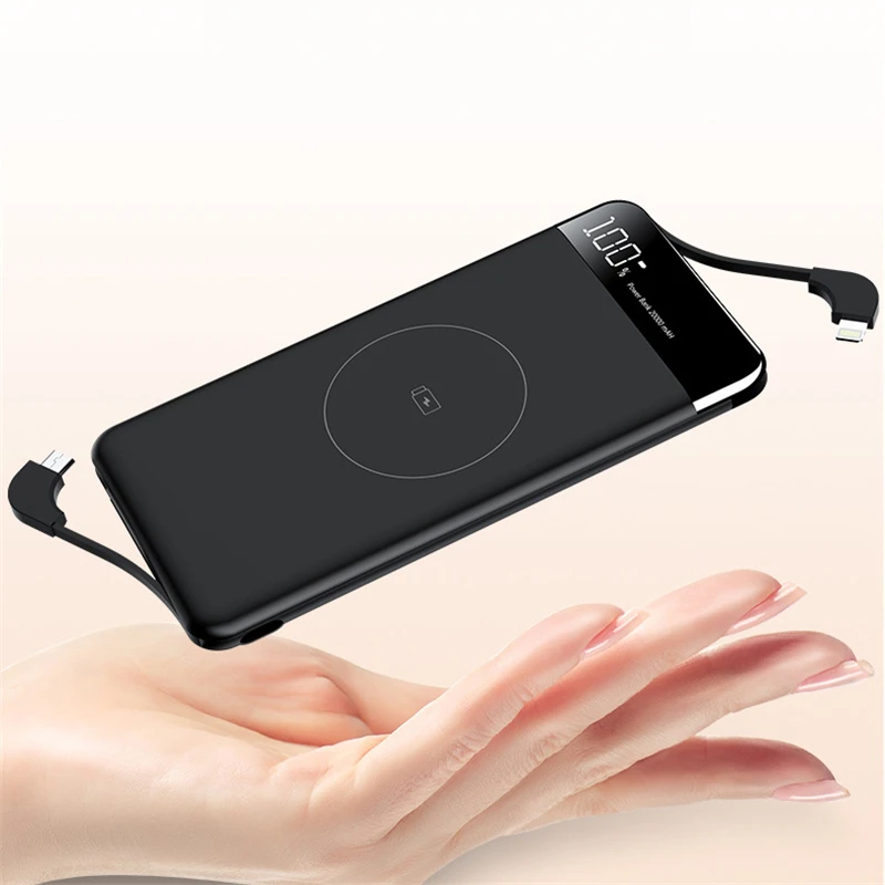 Qi Wireless Charger Slim Power Bank for iPhone Samsung Powerbank Portable Charger External Battery Pack Built in Cable 10000mAh
Qi Wireless Charger Slim Power Bank for iPhone Samsung Powerbank Portable Charger External Battery Pack Built in Cable 10000mAh