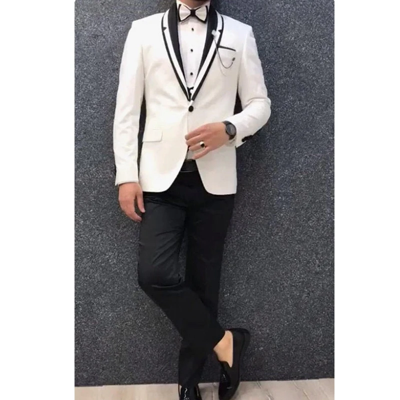 White Wedding Tuxedo for Groom with Black Pants Shawl Lapel 3 Piece Formal Men Suits Jacket Waistcoat Male Fashion Costume 2021
White Wedding Tuxedo for Groom with Black Pants Shawl Lapel 3 Piece Formal Men Suits Jacket Waistcoat Male Fashion Costume 2021