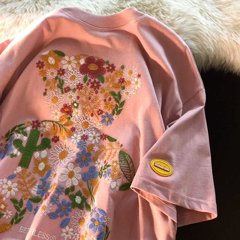 100% Cotton Top T-shirt Female Niche Wild Cute Flower Bear Short-sleeved Half-sleeved Loose Oversized T-shirt For Men And Women
100% Cotton Top T-shirt Female Niche Wild Cute Flower Bear Short-sleeved Half-sleeved Loose Oversized T-shirt For Men And Women