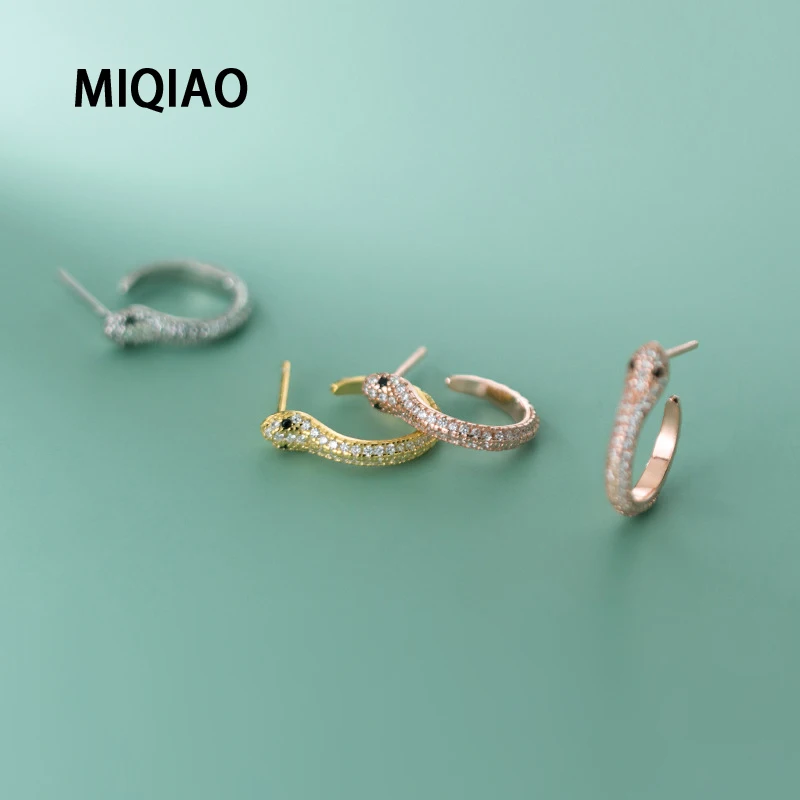 MIQIAO 925 Sterling Silver Animal Snake Hoops Earrings Punk Rose Gold color Fine Jewelry For Women Zircon Female Cool Gift
MIQIAO 925 Sterling Silver Animal Snake Hoops Earrings Punk Rose Gold color Fine Jewelry For Women Zircon Female Cool Gift