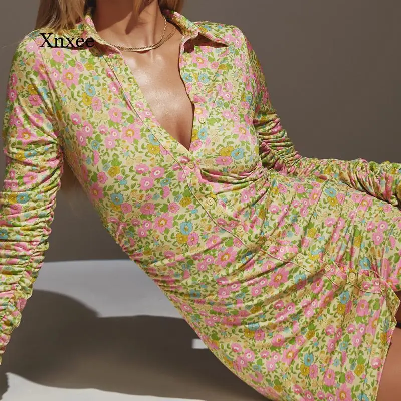 Floral Print Mini Pencil Dress Summer Sexy Retro Women's V-Neck Long Sleeve Fashion Clothing Casual Party Bodycon New Dress Es
Floral Print Mini Pencil Dress Summer Sexy Retro Women's V-Neck Long Sleeve Fashion Clothing Casual Party Bodycon New Dress Es
