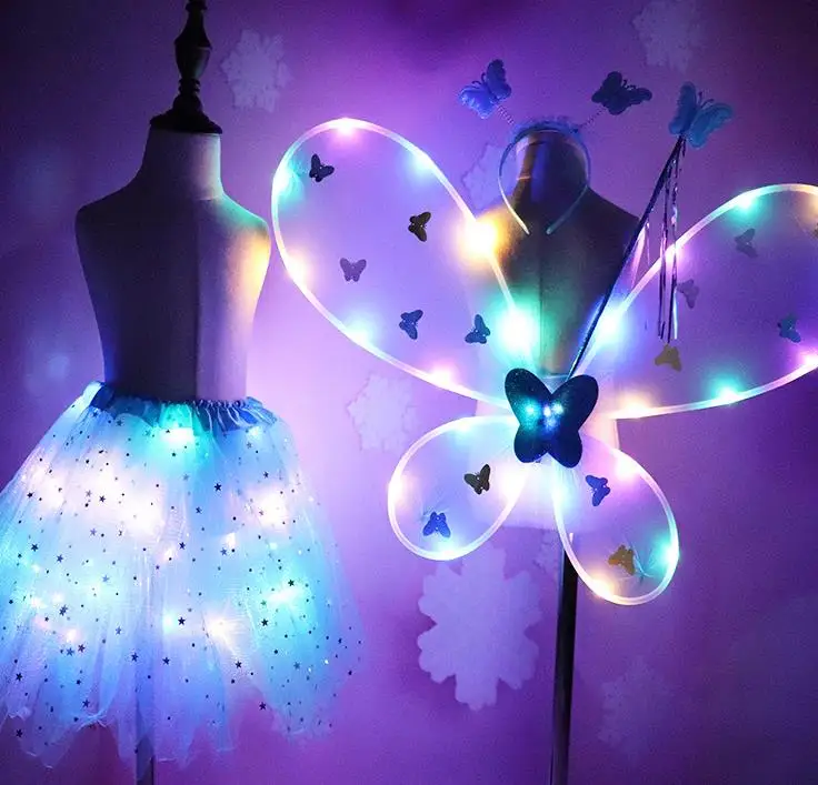 Girl LED Butterfly Wings Set withTutu Skirt Fairy Wand Headband Fairy Princess Light Up Party Carnival Costume props 2-8T
Girl LED Butterfly Wings Set withTutu Skirt Fairy Wand Headband Fairy Princess Light Up Party Carnival Costume props 2-8T