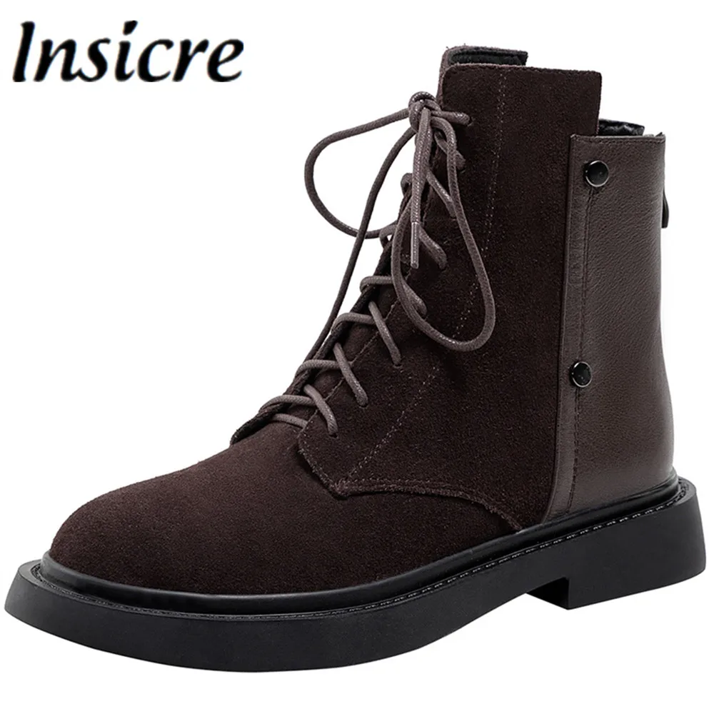 Insicre Women Cow Suede Patchwork Ankle Boots Autumn Winter Lace Up Vintage Round Toe Flat Chunky Heels Ladies Casual Shoes
Insicre Women Cow Suede Patchwork Ankle Boots Autumn Winter Lace Up Vintage Round Toe Flat Chunky Heels Ladies Casual Shoes