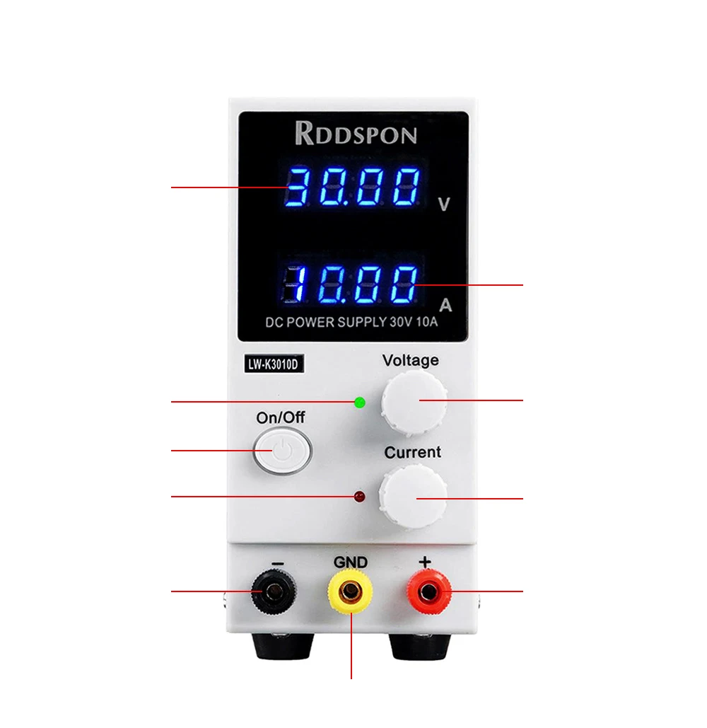 30V10A adjustable laboratory power supply 4-bit display DC power supply charging repair switching power supply voltage regulator
30V10A adjustable laboratory power supply 4-bit display DC power supply charging repair switching power supply voltage regulator