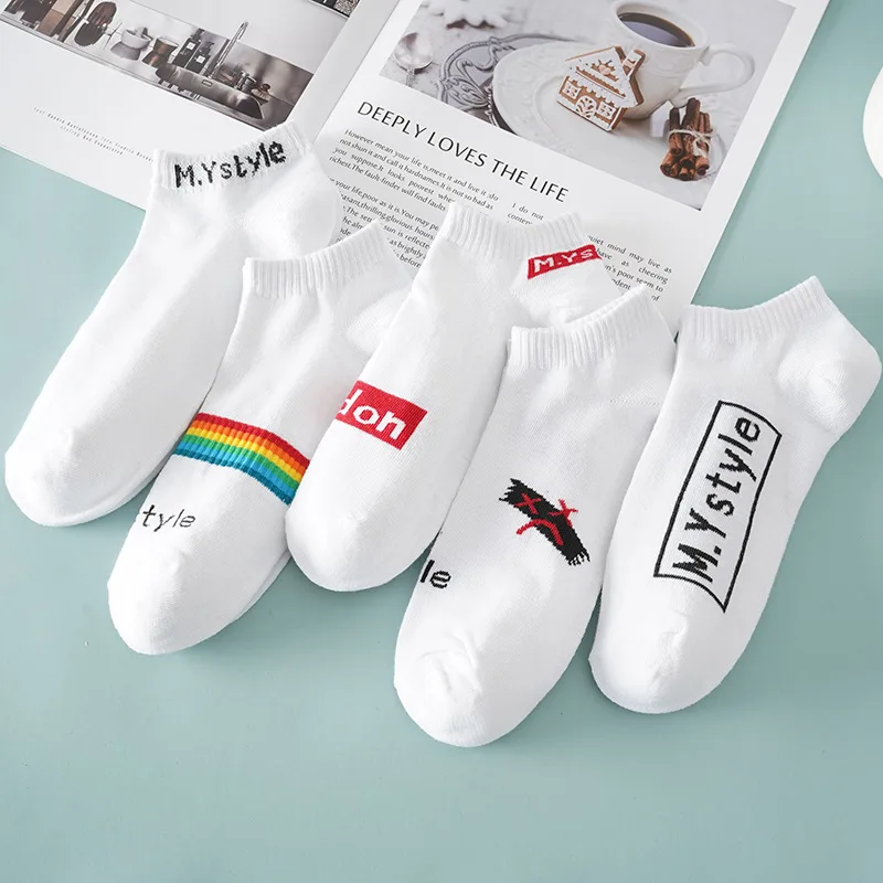 Men's Cartoon Alphabet Rainbow Japanese Anime Funny Cotton Socks Spring And Summer Breathable Ladies White Casual Socks New 2021
Men's Cartoon Alphabet Rainbow Japanese Anime Funny Cotton Socks Spring And Summer Breathable Ladies White Casual Socks New 2021