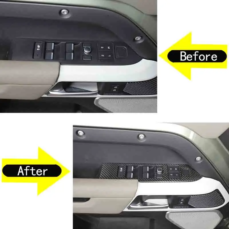 2Pcs/4Pcs Real carbon fiber For Land Rover Defender 90 110 2020-2024 Car glass lift switch frame decorative sticker accessories
2Pcs/4Pcs Real carbon fiber For Land Rover Defender 90 110 2020-2024 Car glass lift switch frame decorative sticker accessories