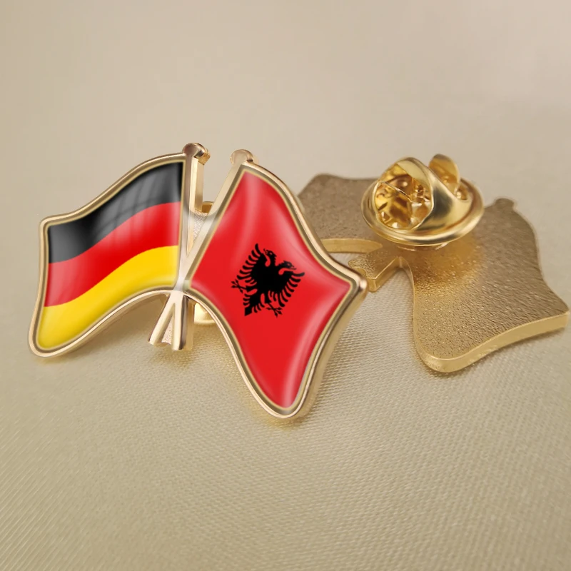 Germany and Albania Crossed Double Friendship Flags Lapel Pins Brooch Badges
Germany and Albania Crossed Double Friendship Flags Lapel Pins Brooch Badges
