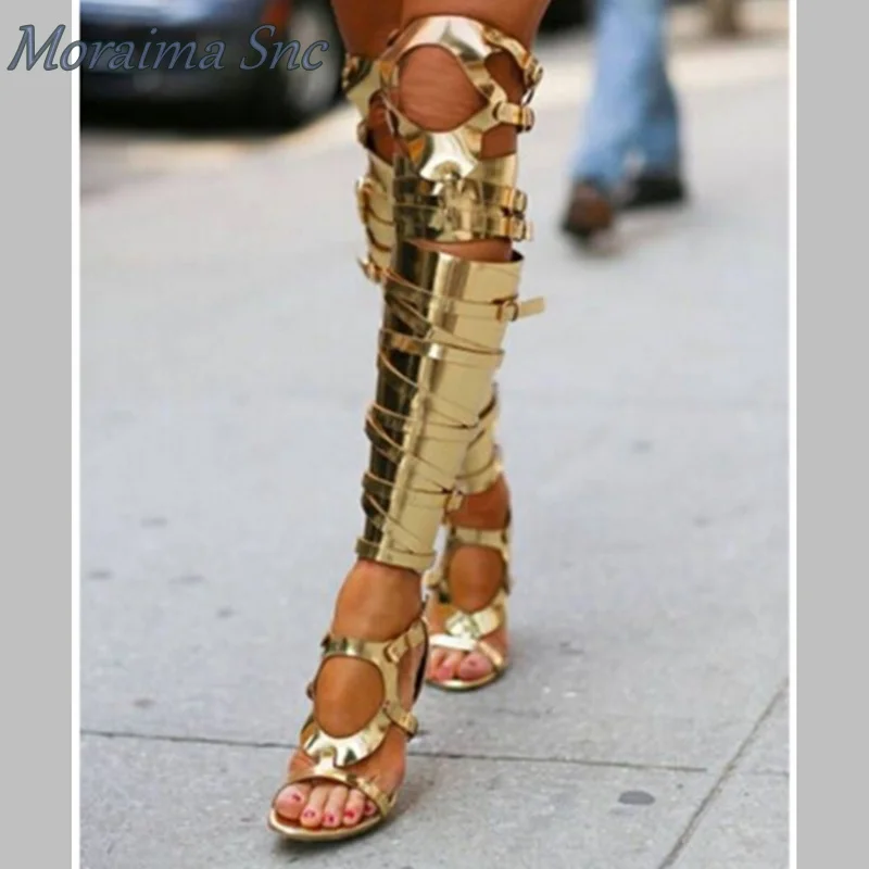 Moraima Snc Long Boots Buckle Sandals Gold Silver Peep Toe Women Cut Out Boots Knee High Thin High Heel New Summer Spring Shoes
Moraima Snc Long Boots Buckle Sandals Gold Silver Peep Toe Women Cut Out Boots Knee High Thin High Heel New Summer Spring Shoes