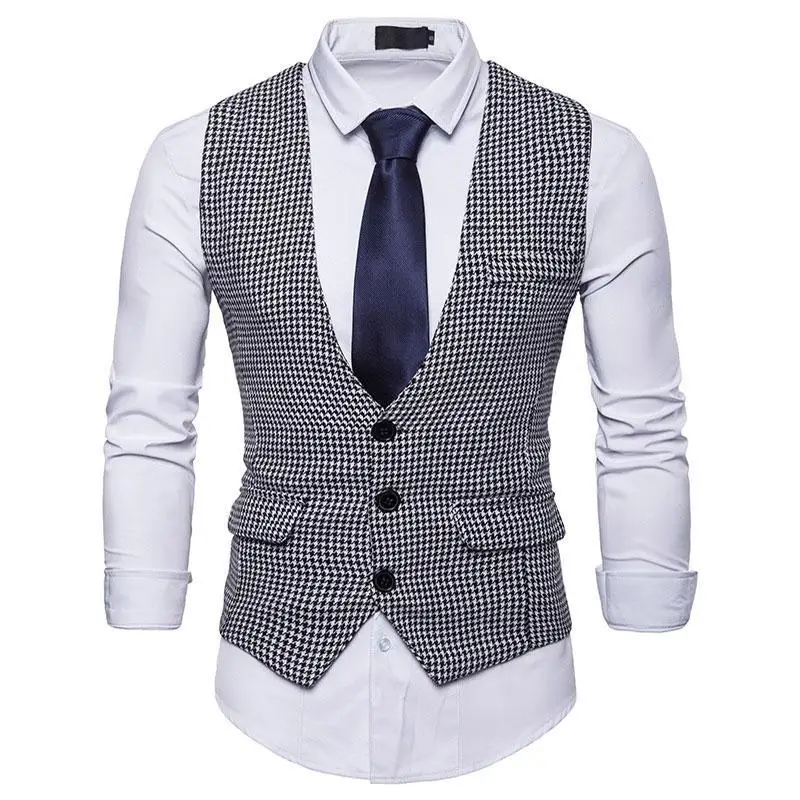 Men's Houndstooth Vest Men's Gentleman 3 Button Slim Suit Sleeveless Vest Casual Vest Custom Wedding Tuxedo
Men's Houndstooth Vest Men's Gentleman 3 Button Slim Suit Sleeveless Vest Casual Vest Custom Wedding Tuxedo
