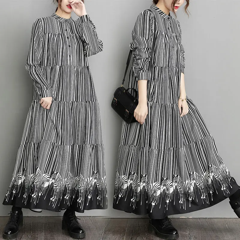 Large Size Women's Clothing 2022 Spring Long Sleeve Shirt Dress Loose Striped French Retro Stand Collar Vestido Feminino M1588
Large Size Women's Clothing 2022 Spring Long Sleeve Shirt Dress Loose Striped French Retro Stand Collar Vestido Feminino M1588