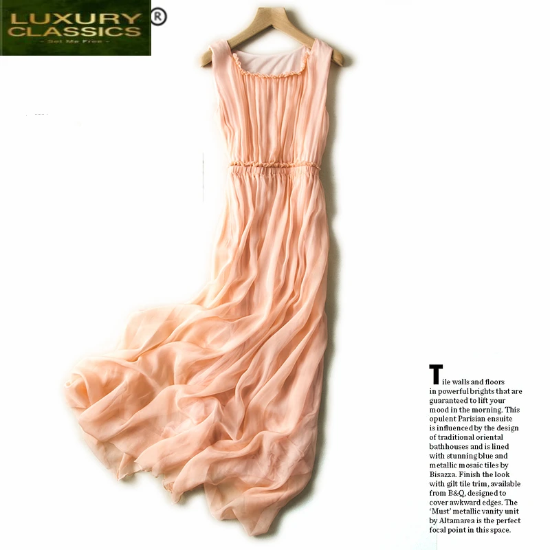100% Women Summer Dress Real Silk Dresses Elegant Sleeveless Long Vestido Female Beach Evening Party Ropa Mujer Dress 755
100% Women Summer Dress Real Silk Dresses Elegant Sleeveless Long Vestido Female Beach Evening Party Ropa Mujer Dress 755