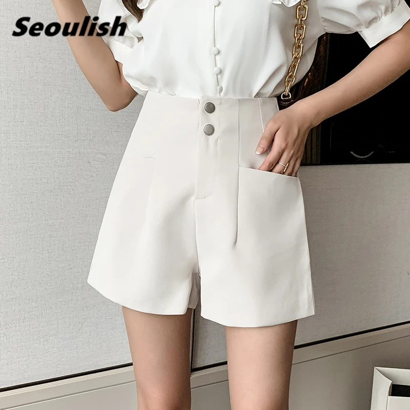 Seoulish 2021 New Formal Women's Shorts Buttons High Waist Office Casual Solid Workwear Female Wide Leg Shorts Spring Summer
Seoulish 2021 New Formal Women's Shorts Buttons High Waist Office Casual Solid Workwear Female Wide Leg Shorts Spring Summer