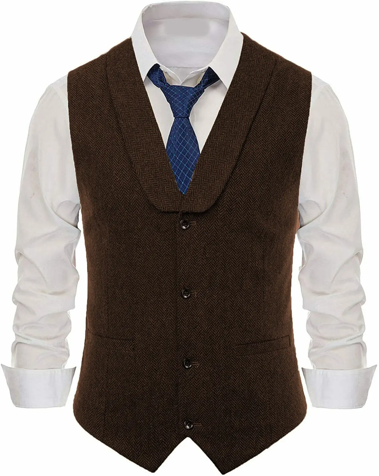 Dark Brown Formal Vests for Men Herringbone Tweed Vintage Suit Waistcoat Sleeveless Jacket Tailor-made Winter Business Clothing
Dark Brown Formal Vests for Men Herringbone Tweed Vintage Suit Waistcoat Sleeveless Jacket Tailor-made Winter Business Clothing