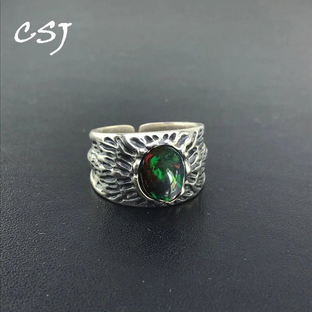 CSJ Vintage Real Natural Black Opal Rings Sterling 925 Silver for Women Man Party Wedding Engagement Gift Fine Jewelry
CSJ Vintage Real Natural Black Opal Rings Sterling 925 Silver for Women Man Party Wedding Engagement Gift Fine Jewelry