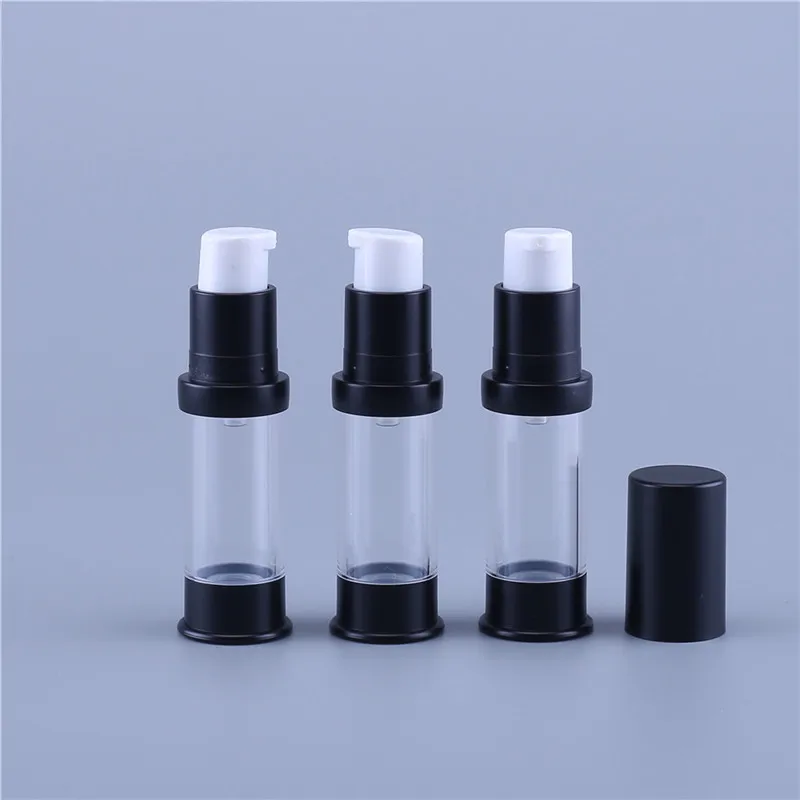 100pcs 5ml Plastic Cosmetic Bottle Travel Liquid Bottles Transparent Airless Pump Vacuum Container with Black Top and Bottom
100pcs 5ml Plastic Cosmetic Bottle Travel Liquid Bottles Transparent Airless Pump Vacuum Container with Black Top and Bottom