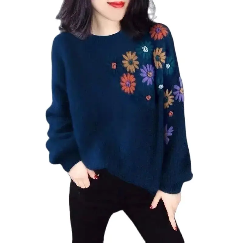 Casual Inside Loose Blue Embroidered Hedging Sweater Ladies Autumn Winter Women's Clothing New Sweater Keep Warm Ladies' Tops
Casual Inside Loose Blue Embroidered Hedging Sweater Ladies Autumn Winter Women's Clothing New Sweater Keep Warm Ladies' Tops