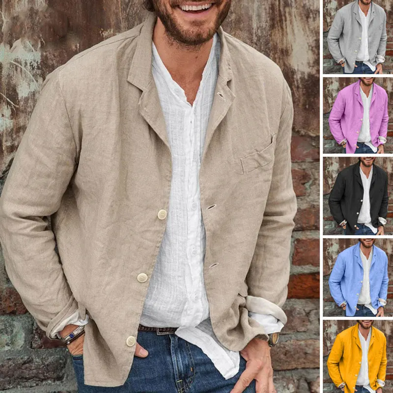 Men's Cotton Linen Suit Jacket Spring Autumn Casual Turndown Collar Button Solid Color Thin Loose Long Sleeve Suit Coat Clothing
Men's Cotton Linen Suit Jacket Spring Autumn Casual Turndown Collar Button Solid Color Thin Loose Long Sleeve Suit Coat Clothing