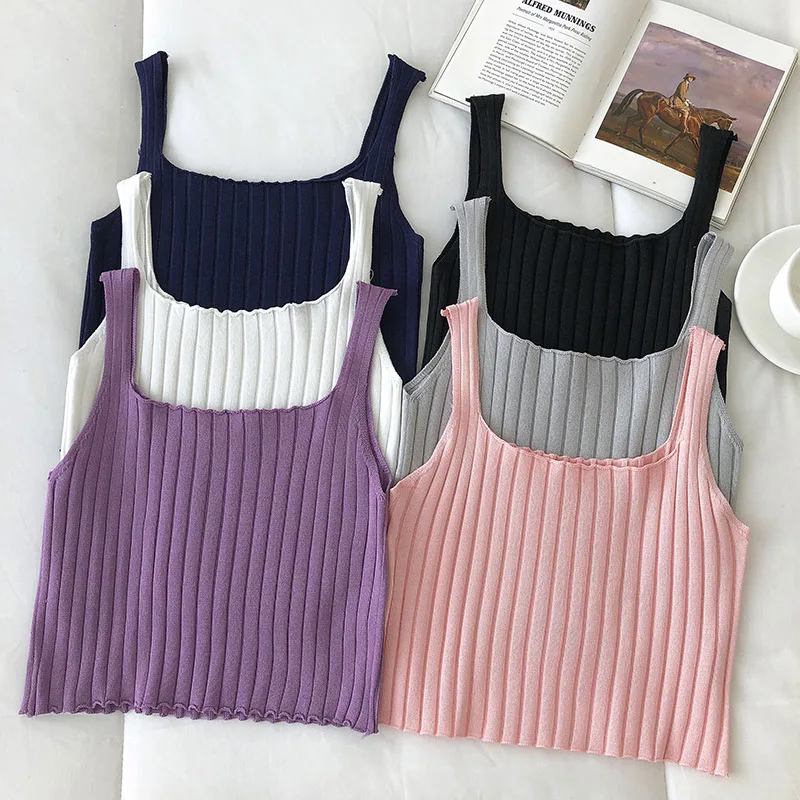 Sexy Women Summer Tank Tops Sleeveless Short Knitted U Collar Striped Camisole Cute Crop Tops For Women 2021
Sexy Women Summer Tank Tops Sleeveless Short Knitted U Collar Striped Camisole Cute Crop Tops For Women 2021