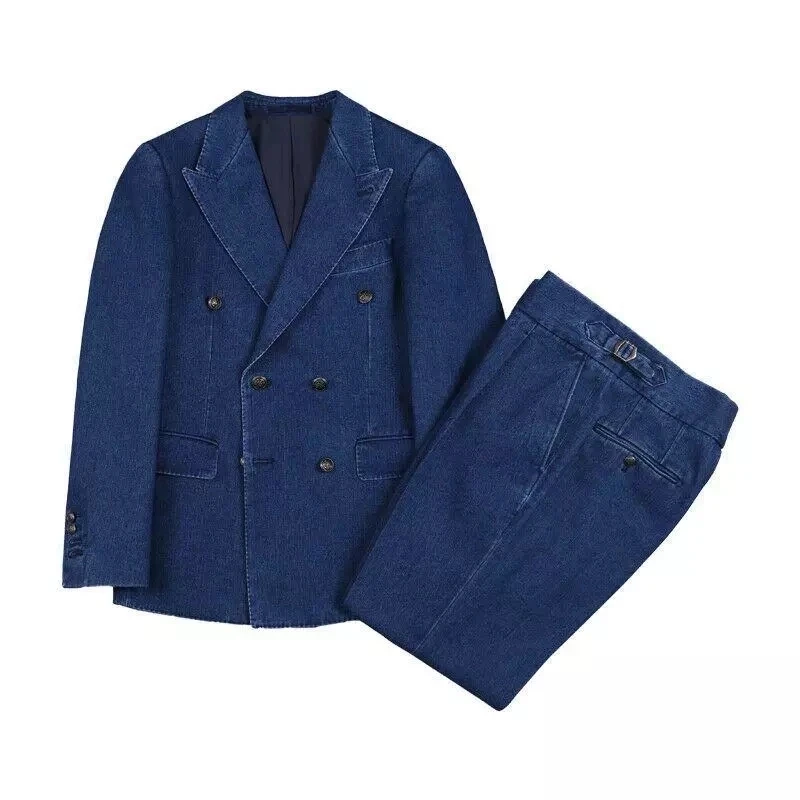 Men Suits Casual Blue Denim Oxford Costume Homme Fashion Wedding Prom Jeans Male Slim Fit Groom Blazer 2 Pcs Set(Jacket+Pant
Men Suits Casual Blue Denim Oxford Costume Homme Fashion Wedding Prom Jeans Male Slim Fit Groom Blazer 2 Pcs Set(Jacket+Pant