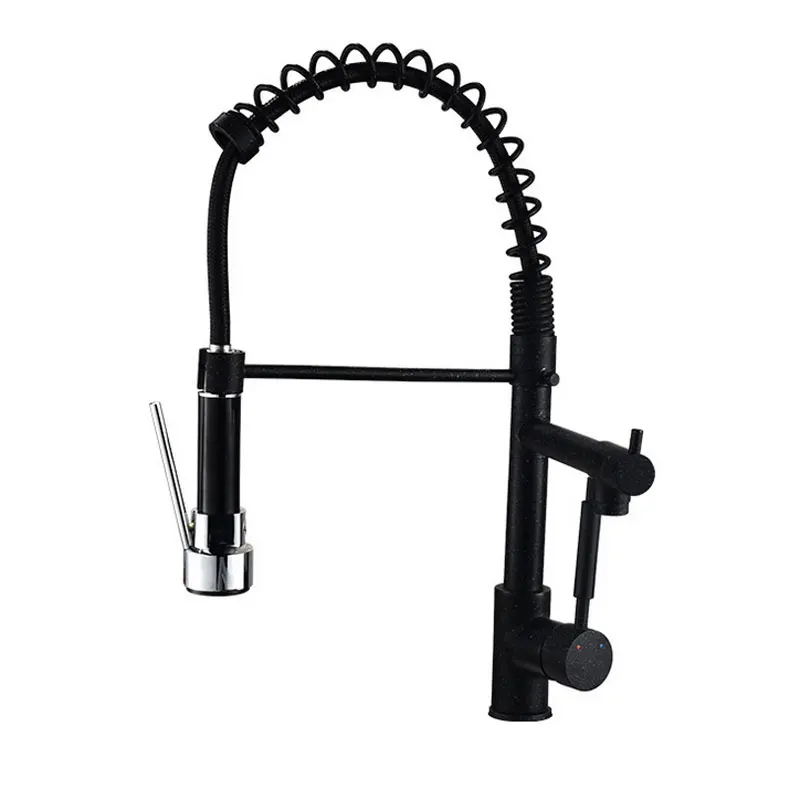 Dual handle pull down kitchen sink black faucet,kitchen spring pull down brass tap with sprayer,Hot and cold water mixer,J18378
Dual handle pull down kitchen sink black faucet,kitchen spring pull down brass tap with sprayer,Hot and cold water mixer,J18378