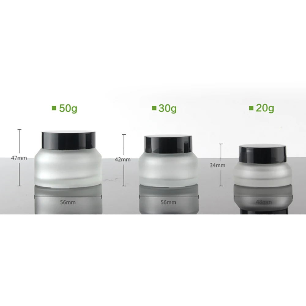 Foundation clear frosted cream jar 50g glass cosmetic personal packaging with black plastic lids
Foundation clear frosted cream jar 50g glass cosmetic personal packaging with black plastic lids