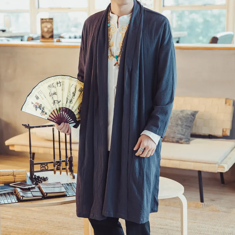 #4222 Kimono Cotton Linen Trench Coat Men Plus Size 4XL Loose Chinese Style Long Coat Mens Vintage Windbreaker Casual Jacket
#4222 Kimono Cotton Linen Trench Coat Men Plus Size 4XL Loose Chinese Style Long Coat Mens Vintage Windbreaker Casual Jacket