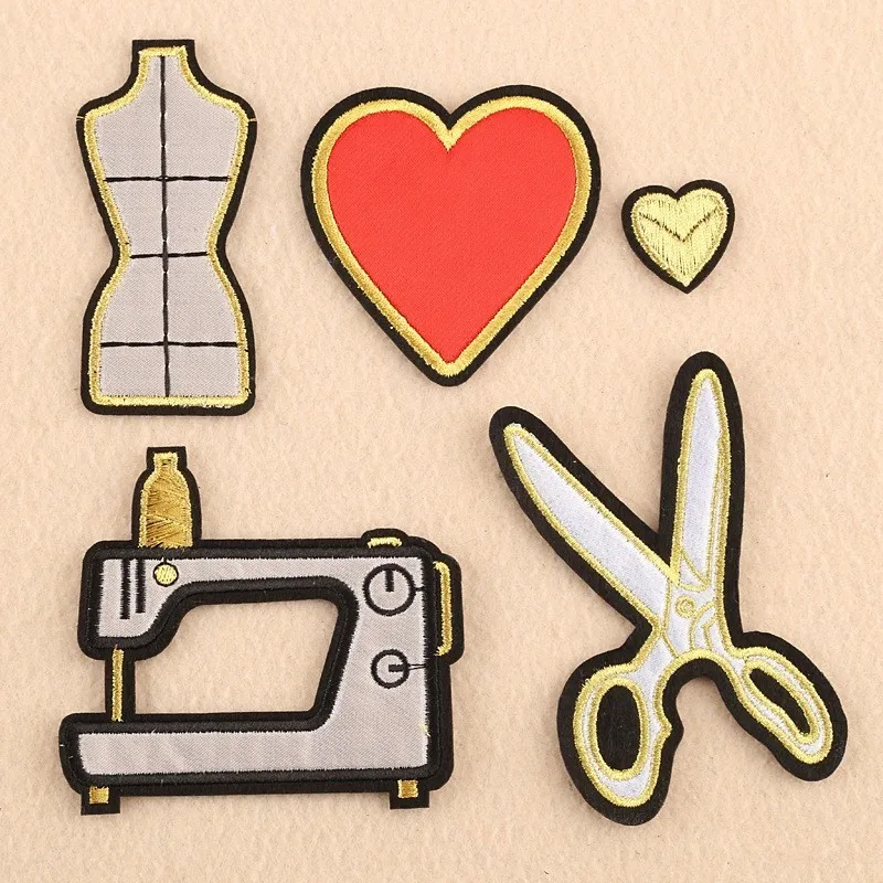 Cool Sewing Machine Tailor Scissors Embroidered Patches Iron On Red Heart Badges Clothing Trimming Appliques for Clothing Coats
Cool Sewing Machine Tailor Scissors Embroidered Patches Iron On Red Heart Badges Clothing Trimming Appliques for Clothing Coats