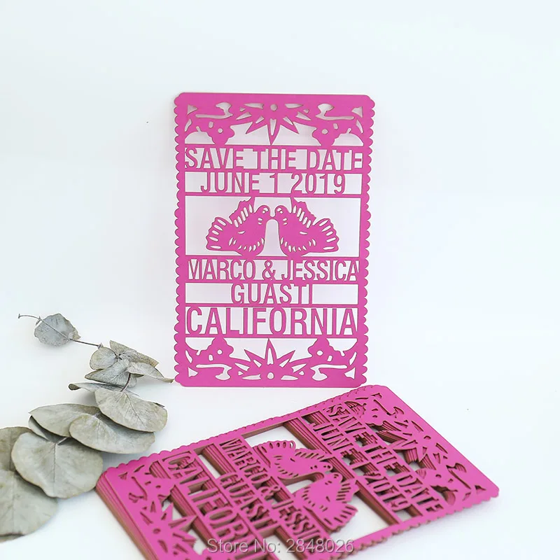 TROPICAL laser cut save the date featuring frangipani & palm elements wholesale laser cutting wedding invitation cards
TROPICAL laser cut save the date featuring frangipani & palm elements wholesale laser cutting wedding invitation cards